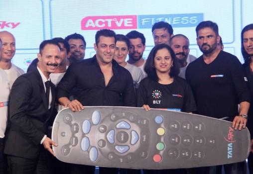 Bollywood actor Salman Khan and Suneil Shetty Launches Tata Sky's Health and Fitness Service in Mumabi.