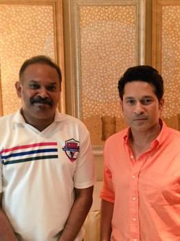 South Indian Director Venkat Prabhu meets Sachin Tendulkar.