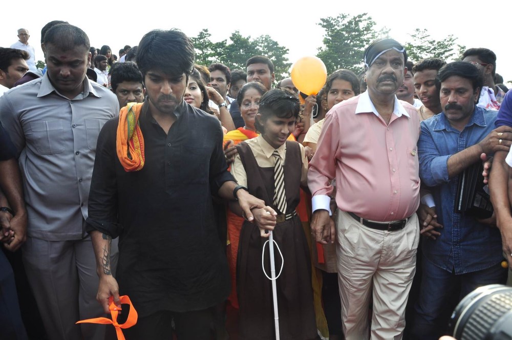 South Indian actor Ram Charan attends the Deonar World Sight Day Walk 2015 on Necklace road in Hyderabad on 4 October. Ram Charan,actor Ram Charan,World Sight Day Walk 2015,World Sight Day 2015,World Sight Day,Ram Charan at Deonar World Sight Day Walk 2015,Ram Charan walks at Deonar World Sight Day 2015,Mission to Give Vision