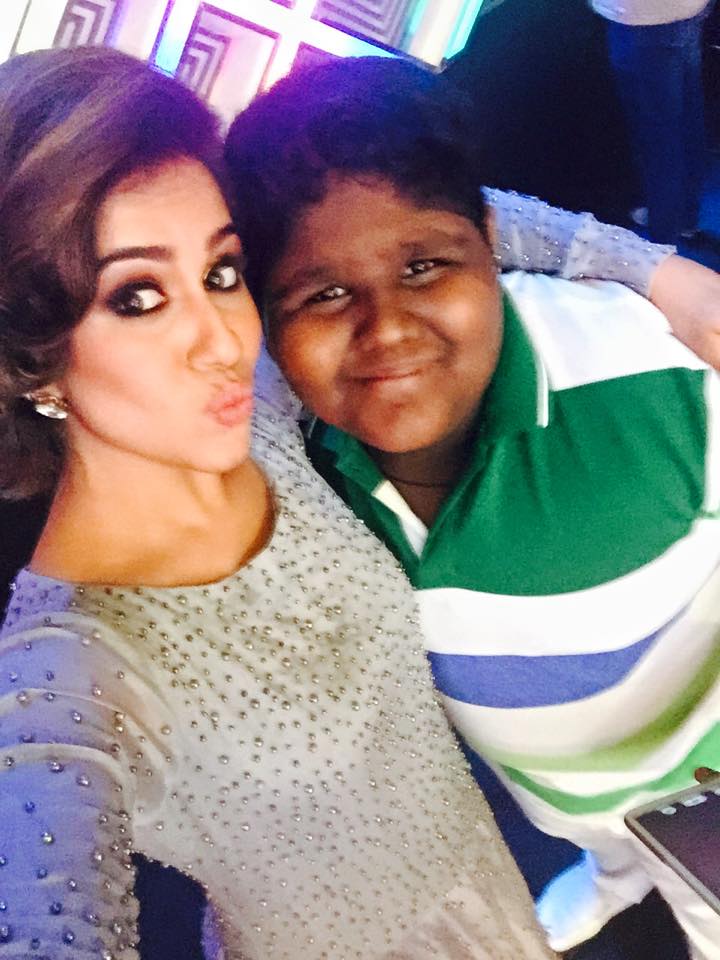 Ranjini Haridas is seen with Indian Idol Junior 2015 fame Vaishnav Girish during the IML shoot. Ranjini Haridas,Vaishnav Girish,Indian idol junior 2,Indian idol junior fame Vaishnav Girish,Indian idol junior kerala contestant,Vaishnav Girish from kerala