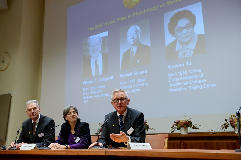 Three scientists from Japan, China and Ireland, whose discoveries led to the development of potent new drugs against parasitic diseases such as malaria and elephantiasis won the Nobel Prize for Medicine on Monday. Irish-born William Campbell and Japan's Omura won half of the prize for discovering avermectin, a derivative of which has been used to treat hundreds of millions of people with river blindness and lymphatic filariasis, or elephantiasis. Satoshi Omura,William C. Campbell,Tu Youyou,Nobel prize in medicine,Nobel prize,Nobel prize in medicine 2015,Nobel prize winners,Nobel prize 2015
