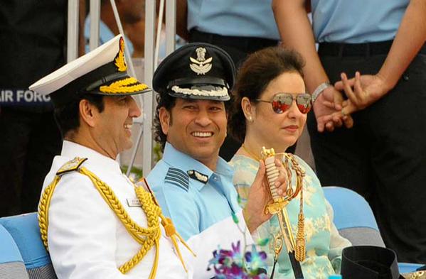Former Indian cricket player Sachin Tendulkar attends celebrations of 83rd Indian Air Force anniversary in Delhi on 8 October. 83rd Indian Air Force,Sachin Tendulkar,IAFDay,Indian Air Force day,happy Indian Air Force,Indian Air Force day celebration,Indian Air Force day celebration pics,Indian Air Force day celebration images,sachin