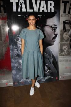 Bollywood actress Deepika Padukone spotted at a special screening of 'Talvar' film, which held in Mumbai.