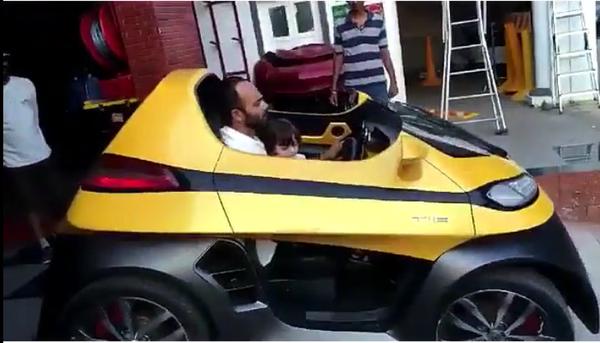 Shahrukh Khan's son Abram driving car with Rohit shetty on the sets of Dilwale. Shahrukh Khan,SRK's son Abram,SRK son Abram,Abram Khan,Dilwale,SRK,Rohit Shetty