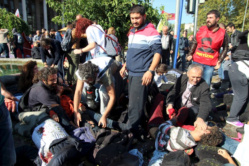 Two suspected suicide bombers hit a rally of pro-Kurdish and leftist activists in Ankara. Turkish blast,Deadly Blasts hit Turkish,Ankara explosions,Ankara blast,Turkish Capital Ankara,Deadly blasts in Turkey,pro-Kurdish and leftist activists,suicide bombers