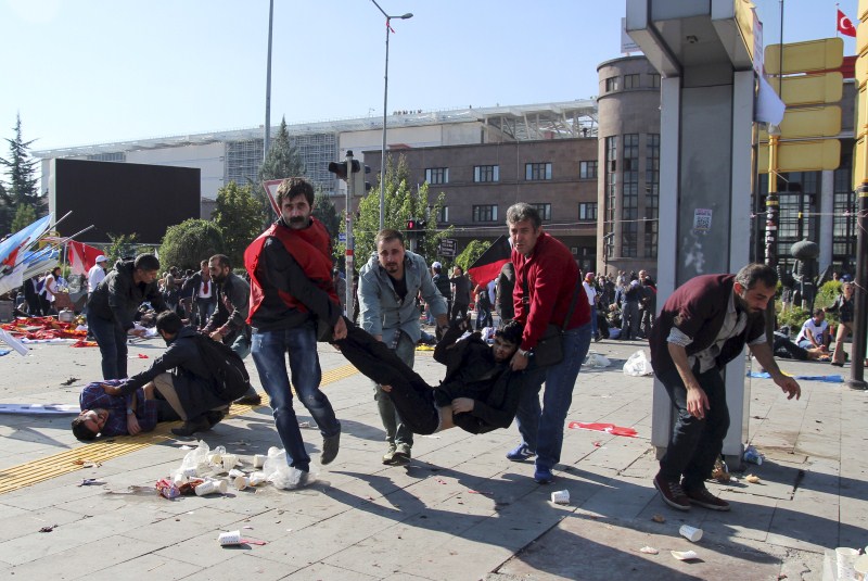 Two suspected suicide bombers hit a rally of pro-Kurdish and leftist activists in Ankara. Turkish blast,Deadly Blasts hit Turkish,Ankara explosions,Ankara blast,Turkish Capital Ankara,Deadly blasts in Turkey,pro-Kurdish and leftist activists,suicide bombers