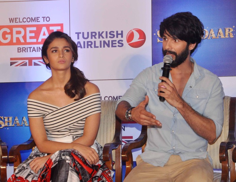 Bollywood actors Alia Bhatt and Shahid Kapoor and promotion of their upcoming film Shandaar at a VisitBritain event. Shaandaar,Shahid Kapoor,Alia Bhatt,Shahid Kapoor and Alia Bhatt,bollywood movie Shaandaar,Shaandaar movie promotion,Tourism In Britain