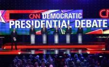 Hillary Clinton, Jim Webb, Bernie Sanders, Martin O'Malley at Democratic Presidential Debate in Las Vegas, Nevada.