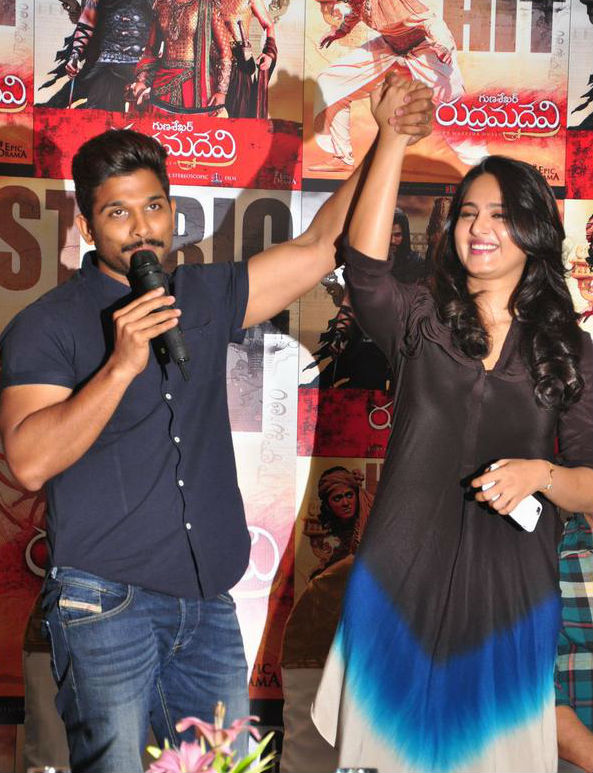 Telugu movie Rudrama Devi Success Meet event held at Hyderabad. Actress Anushka Shetty, Actor Allu Arjun, Prakash Raj, Director Gunasekhar, Dil Raju, Krishnam Raju, Sirivennela Seetharama Sastry, Paruchuri Venkateswara Rao, Raagini Guna graced the event. Rudramadevi Success Meet,Rudramadevi,Allu Arjun,Anushka Shetty,Prakash Raj,Rudramadevi Success Meet pics,Rudramadevi Success Meet images,Rudramadevi Success Meet photos,Rudramadevi Success Meet pictures,Rudramadevi Success Meet stills