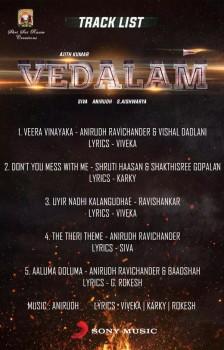 Vedalam is a family oriented movie written and directed by Siruthai Siva. The movie is about the relationship of brother and sister played by actors Ajith and Lakshmi Menon. Shruti Haasan is the female lead in the film.