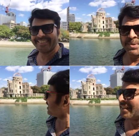 Malayalam actor Mammootty is on a two-weeks trip to Japan with his family. Mammootty in Japan,Mammootty Japan photos,mammootty in hiroshima