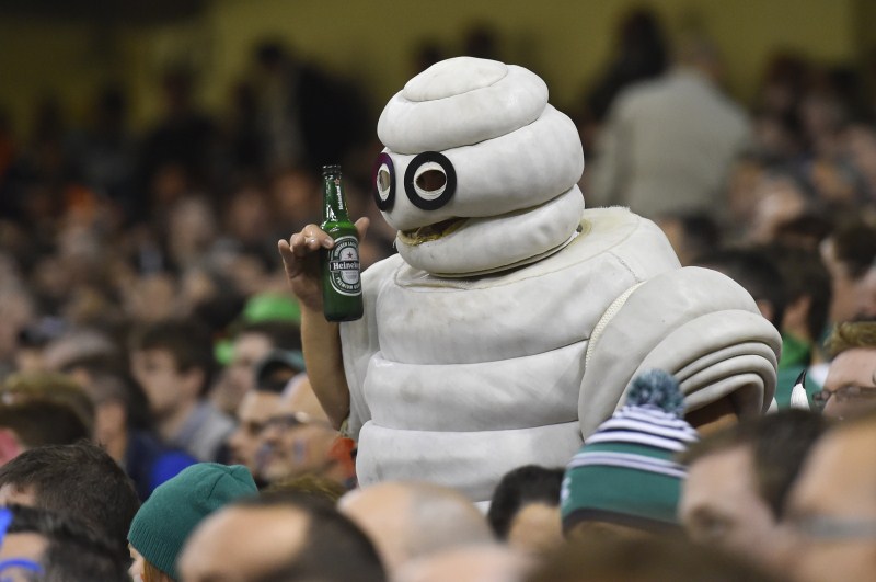 Fans posses during the IRB Rugby World Cup 2015 in Kingsholm. Rugby World Cup,Rugby World Cup 2015,IRB Rugby World Cup 2015,IRB Rugby World Cup,Fans posses,face paint