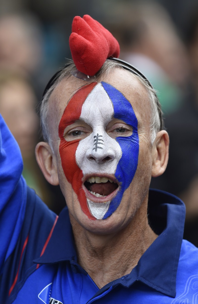 Fans posses during the IRB Rugby World Cup 2015 in Kingsholm. Rugby World Cup,Rugby World Cup 2015,IRB Rugby World Cup 2015,IRB Rugby World Cup,Fans posses,face paint