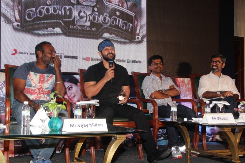 Tamil Movie 10 Endrathukulla Press Meet held at Chennai. Actor Vikram, Director Vijay Milton, Productions Producer AR Murugadoss, Fox Star Studios CEO Vijay Singh graced the event. 10 Enradhukulla,10 Enradhukulla Movie Press Meet,10 Enradhukulla Press Meet,Vikram,AR Murugadoss,Vijay Milton,Vijay Singh,10 Enradhukulla Press Meet pics,10 Enradhukulla Press Meet images,10 Enradhukulla Press Meet photos,10 Enradhukulla Press Meet pictur