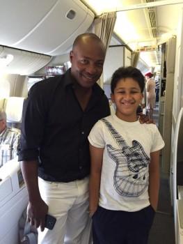 Actor Mahesh Babu's son Gautam meets Former West Indies Cricket player Brian Lara.