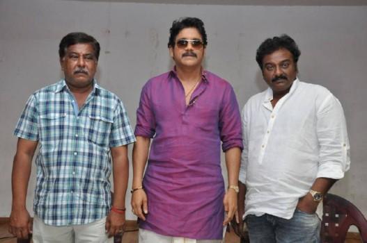 Telugu actor Akkineni Nagarjuna at Akhil Movie Pressmeet which held in Hyderabad on 16 October.
