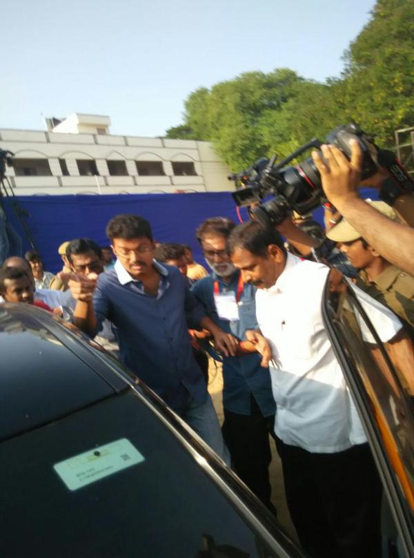 The elections for the South Indian Film Artistes' Association (SIFAA), popularly known as Nadigar Sangam held at St. Ebbas Girls Higher Secondary School in Radhakrishnan Salai, Mylapore. Nadigar Sangam Elections,Nadigar Sangam Elections 2015,celebs at Nadigar Sangam Elections,Rajinikanth,Vijay,Kamal Haasan