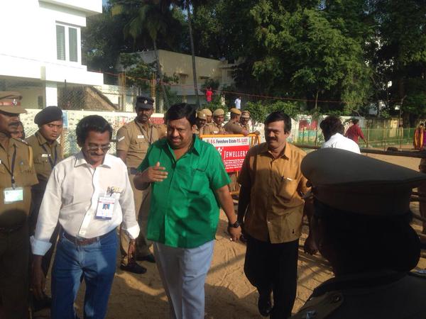 The elections for the South Indian Film Artistes' Association (SIFAA), popularly known as Nadigar Sangam held at St. Ebbas Girls Higher Secondary School in Radhakrishnan Salai, Mylapore. Nadigar Sangam Elections,Nadigar Sangam Elections 2015,celebs at Nadigar Sangam Elections,Rajinikanth,Vijay,Kamal Haasan