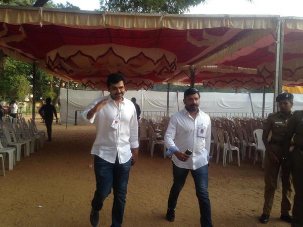 The elections for the South Indian Film Artistes' Association (SIFAA), popularly known as Nadigar Sangam held at St. Ebbas Girls Higher Secondary School in Radhakrishnan Salai, Mylapore. Nadigar Sangam Elections,Nadigar Sangam Elections 2015,celebs at Nadigar Sangam Elections,Rajinikanth,Vijay,Kamal Haasan