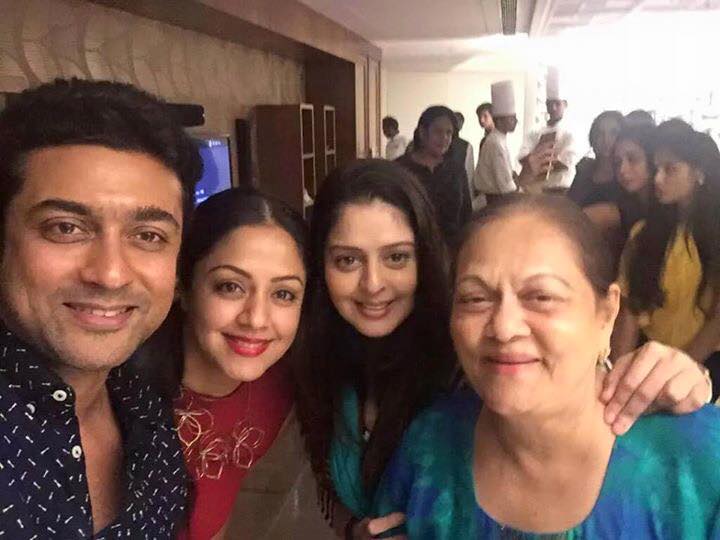 Tamil actress Jyothika celebrated her 37th birthday on Sunday, 18 October. Jyothika,jyothika birthday,jyothika birthday celebration photos,nagma,nagma at jyothika's bday bash,suriya