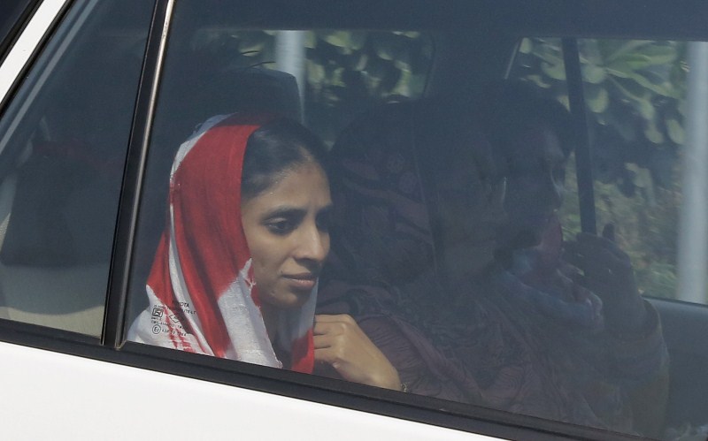Geeta, a deaf-mute Indian woman who has been stranded in Pakistan for over a decade, arrived here on a flight from Pakistan. Geeta,Geeta lands in Delhi,Geeta lands in Delhi from Pakistan,Deaf-mute Geeta,IGI airport in Delhi,IGI airport