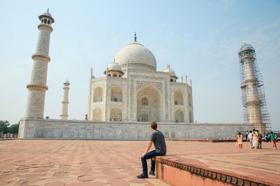Facebook co-founder Mark Zuckerberg, who is in India for Townhall Q&A visited the iconic Taj Mahal on Tuesday, 27 October. Mark Zuckerberg,Mark Zuckerberg taj mahal,celebs at taj mahal,Mark Zuckerberg facebook,facebook founder visits taj mahal