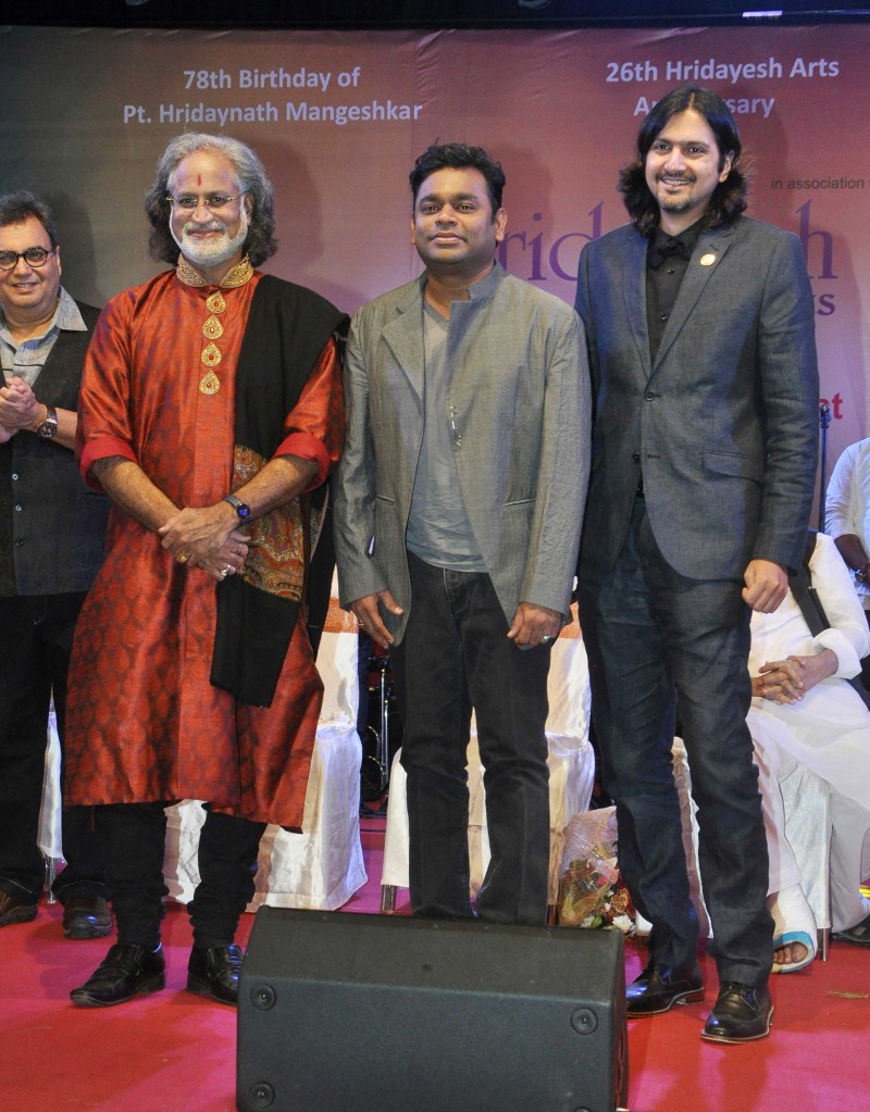 Music maestro AR Rahman was conferred with the Hridaynath Mangeshkar Award by the veteran filmmaker, producer and director Subhash Ghai last evening in Mumbai. AR Rahman,AR Rahman receives Hridaynath Mangeshkar Award,Hridaynath Mangeshkar Award,Hridaynath Mangeshkar,Hridaynath Mangeshkar Award for AR Rahman,Subhash Ghai,Music maestro AR Rahman