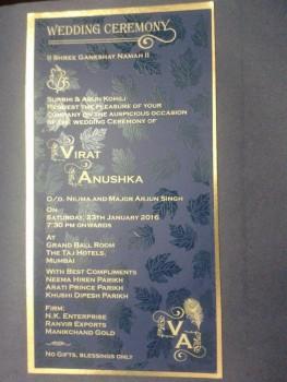 Fake Wedding card of Virat-Anushka Goes Viral