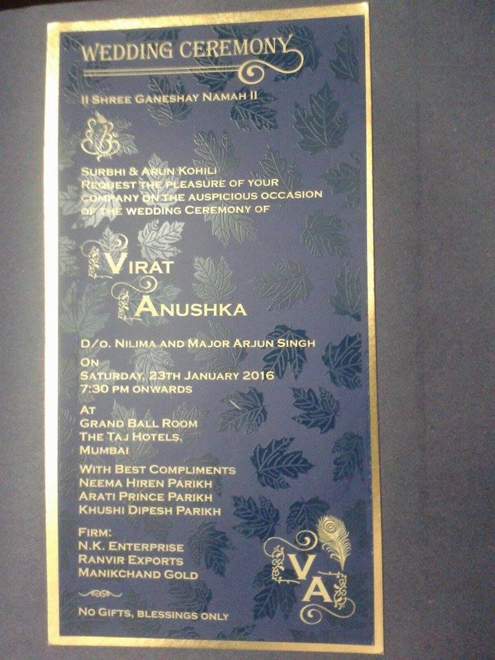 Fake Wedding card of Virat-Anushka Goes Viral Anushka sharma virat kohli,virat kohli wedding,virat anushka wedding,virat anushka wedding card,fake wedding card of virat anushka