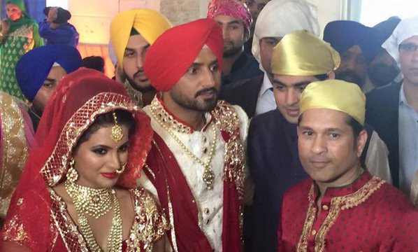 Indian off-spinner Harbhajan Singh and Bollywood actress Geeta Basra finally tied the knot on Thursday (29th October) in Jalandhar. Sachin Tendulkar and many others graced the event. Harbhajan Singh,Harbhajan Singh Wedding,Harbhajan Singh Wedding pictures,Harbhajan Singh marriage,Harbhajan Singh marriage pics,Harbhajan Singh and Geeta Basra,sachin