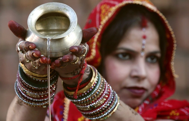 Karva Chauth is a one-day festival celebrated in North India, Hindu women fast for the long life of their husbands. The fast begins before sunrise and ends after they worship the moon in the evening. Karva Chauth,Karva Chauth 2015,Karva Chauth celebration,Karva Chauth celebrations,Karwa Chauth Puja,Karwa Chauth Puja 2015,Karwa Chauth Puja Vidhi,Karaka Chaturthi