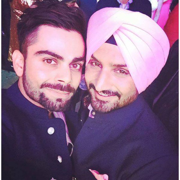 Harbhajan Singh and Geeta Basra wedding reception held at Hotel Taj Palace in New Delhi on Sunday evening (1st November). Cricket player Harbhajan Singh, married his long-time girlfriend and Bollywood actress Geeta Basra on 29 October. Dhoni, Anil Kumble, Ajinkya Rahane and his wife, Yuvraj Singh, Ajay Jadeja, Murali Vijay, Cheteshwar Pujara, Varun Aaron, Ravichandran Ashwin and his father, Team India Director Ravi Shastri and many others graced the event. Harbhajan Singh,Harbhajan Singh wedding reception,Harbhajan Singh and Geeta Basra Grand Reception,Geeta Basra Grand Reception,Geeta Basra,harbhajan singh geeta basra wedding,Virat Kohli