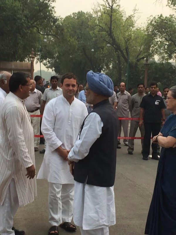 Hon'ble Congress President Smt. Sonia Gandhi and Hon'ble Congress Vice President Shri Rahul Gandhi along with Members of the extended Congress Working Committee, AICC office bearers and Congress Members of Parliament lead a Protest March from Parliament house to Rashtrapathi Bhavan in New Delhi. Congress Protest March against 'Intolerance',Congress March against 'Intolerance',Intolerance,Sonia Gandhi,Rahul Gandhi,Protest March,Parliament house,Rashtrapathi Bhavan,CongressMarch4Unity,Congress March for Unity,Manmohan Singh