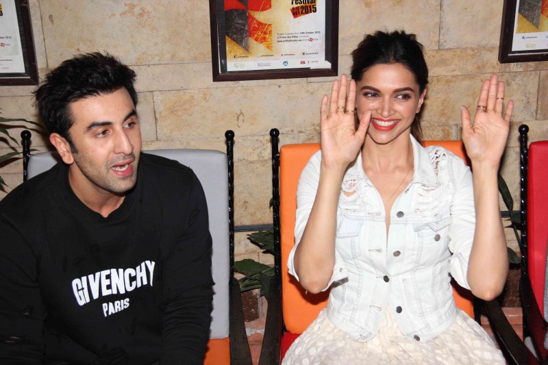 Actor Ranbir Kapoor and Actress Deepika Padukone and Tamasha team at Prithvi Theatre Festival 2015. Ranbir Kapoor,Deepika Padukone,Ranbir Kapoor and Deepika Padukone,Ranbir Kapoor and Deepika Padukone at Tamasha promotions,Tamasha,Tamasha promotions,Tamasha movie promotions,Prithvi Theatre Festival 2015,Prithvi Theatre Festival,Prithvi Theatre,Imtiaz Al