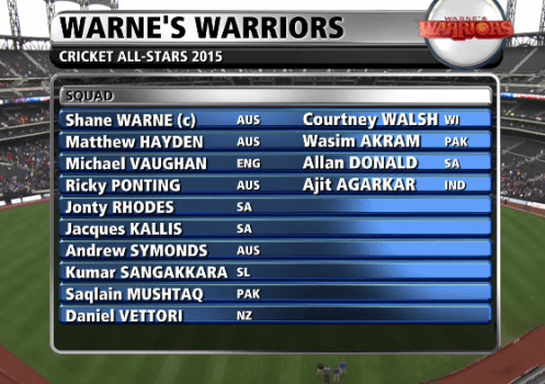 Sachin Blasters vs Warne Warriors 1st T20 in New York.