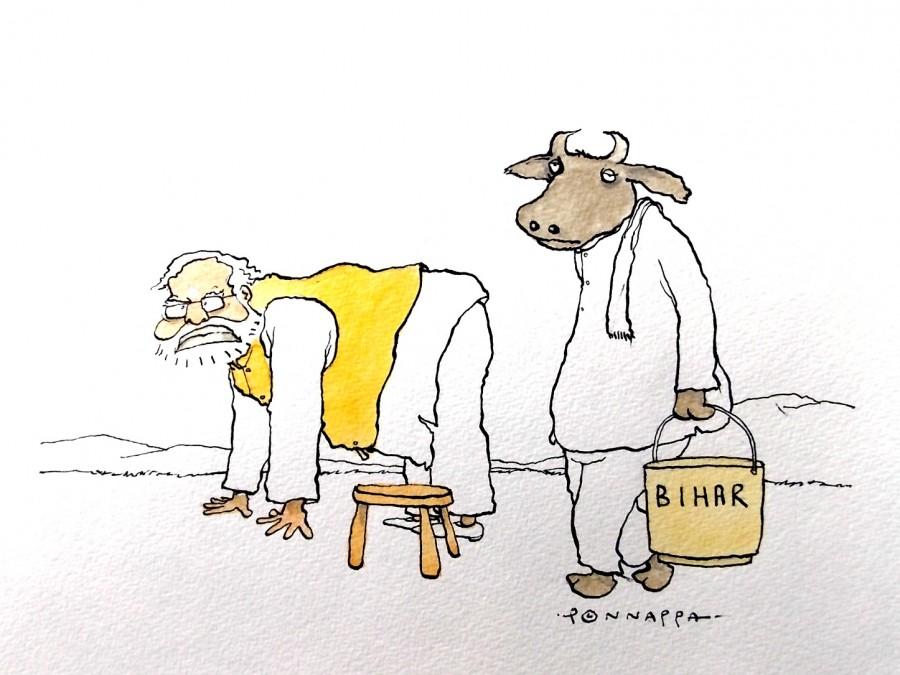 IBTimes Cartoon Bihar elections,Bihar polls,Bihar,Nitish kumar bihar,grand alliance,BJP