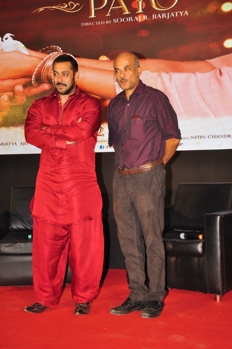 Actor Salman Khan and Director Sooraj Barjatya at Prem Ratan Dhan Payo promotion event held yesterday 9 November at Mehboob studios. Salman Khan,Sooraj Barjatya,Salman Khan and Sooraj Barjatya,Prem Ratan Dhan Payo promotion,Salman Khan at Prem Ratan Dhan Payo promotion,Sooraj Barjatya at Prem Ratan Dhan Payo promotion,Prem Ratan Dhan Payo movie promotion