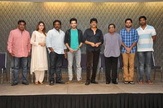Telugu Movie Akhil: The Power Of Jua success meet held at Hyderabad. Actor Akkineni Nagarjuna, Akhil Akkineni, Nithin Reddy, Actress Sayesha Saigal, Director VV Vinayak, Comedy Actor Brahmanandam, Vennela Kishore and Sudhakar Reddy graced the event.