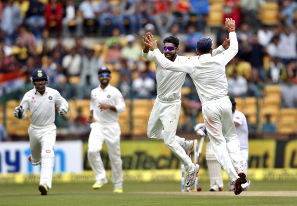 Indian spinners ruled the roost as South Africa were reduced to 177/7 at tea on the opening day of the second cricket Test being played at the M. Chinnaswamy Stadium here on Saturday. India vs South Africa,INDvsSA,Ashwin,Jadeja,India vs South Africa 2015,India vs South Africa Test Series,Chinnaswamy Stadium