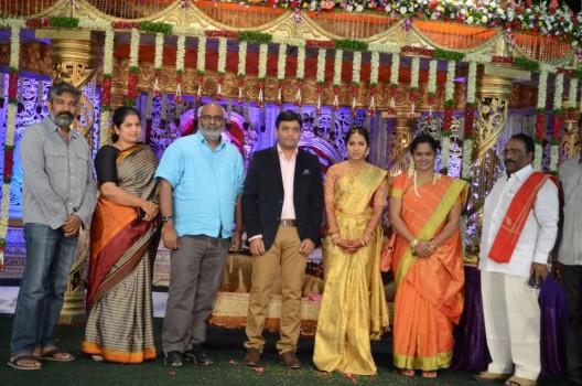 Bhanodaye (Daughter of Director Siva Nageswara Rao) Wedding Reception held on 15 November in Hyderabad. SS Rajamouli, Rajendra Prasad, Gopichand, Anjali, Brahmanandam, Posani Krishna Murali, Jayasudha, Saikumar and others graced the event.