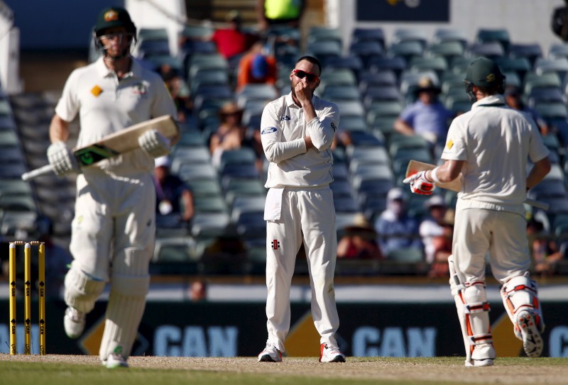Photos of Fourth day of the second cricket test match between Australia v New Zealand at the WACA ground in Perth. Australia v New Zealand,New Zealand v Australia,Australia v New Zealand test match,Australia v New Zealand 2015,AusvsNZ