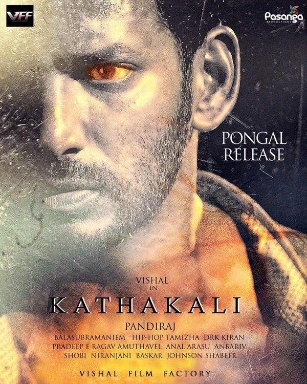 Vishal is currently busy with the shooting of Pandiraj's action thriller. Interestingly the film's title has been announced as 'Kathakali'. Vishal,Kathakali first look poster,Kathakali first look,Kathakali poster,vishal krishna