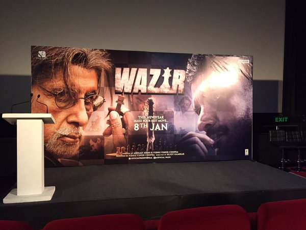 Wazir is an upcoming 2016 Bollywood drama film directed by Bejoy Nambiar and Produced by Vidhu Vinod Chopra, Aquib Khan and Rajkumar Hirani. Starring Amitabh Bachchan, Aditi Rao Hydari, Farhan Akhtar, John Abraham and Neil Nitin Mukesh in the lead role. Wazir trailer launch,Wazir trailer,bollywood movie Wazir,Amitabh Bachchan,Aditi Rao Hydari,Farhan Akhtar,John Abraham,Neil Nitin Mukesh,Wazir trailer launch pics,Wazir trailer launch images,Wazir trailer launch photos,Wazir trailer launch stills,Wazir tra