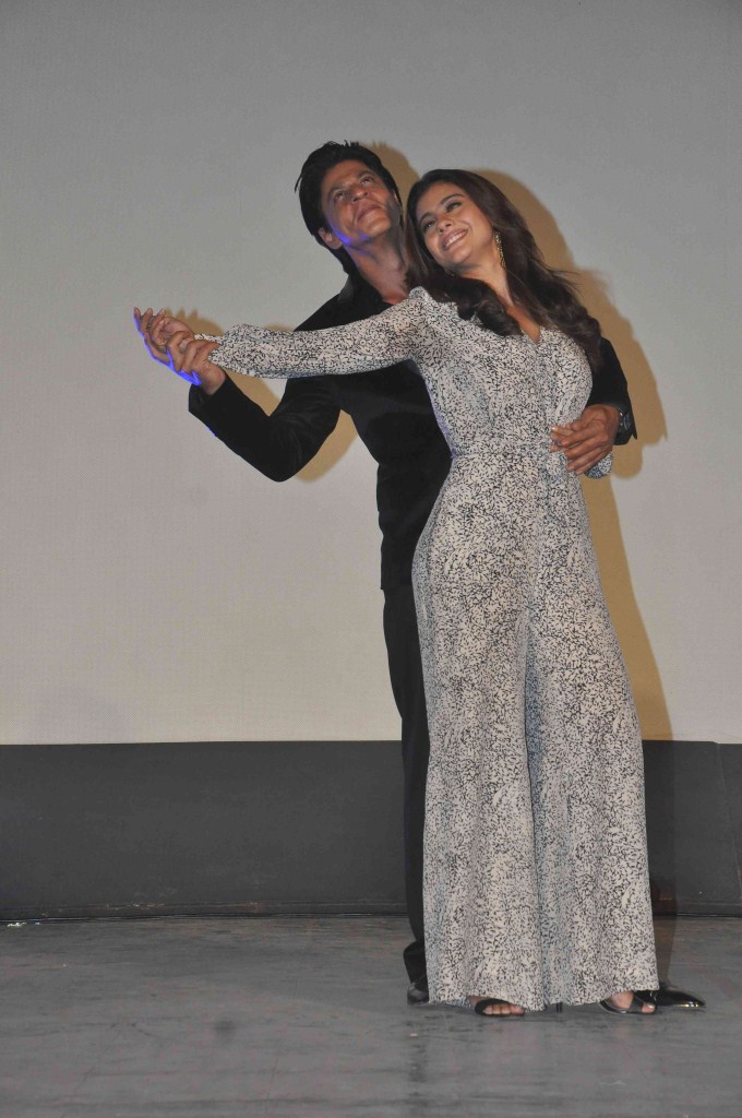 Shah Rukh Khan, Kajol, Varun Dhawan, Kriti Sanon, Rohit Shetty launched the first song 'Gerua' from their upcoming movie 'Dilwale' at Maratha Mandir in Mumbai. Shah Rukh Khan,Kajol,Varun Dhawan,Kriti Sanon,Rohit Shetty,Dilwale song launch,Dilwale,Dilwale promotion,Dilwale movie promotion