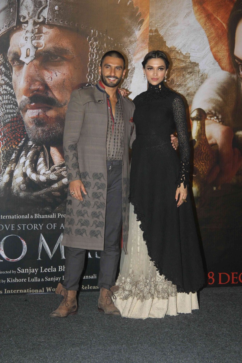 Bollywood actor Ranveer Singh and actress Deepika Padukone spotted at Bajirao Mastani Trailer launched on Friday (20 November). Bajirao Mastani,Bajirao Mastani trailer,Bajirao Mastani trailer launch,Ranveer Singh,Deepika Padukone,Ranveer Singh and Deepika Padukone,Bajirao Mastani Trailer Launch pics,Bajirao Mastani Trailer Launch images,Bajirao Mastani Trailer Launch photos,Bajira