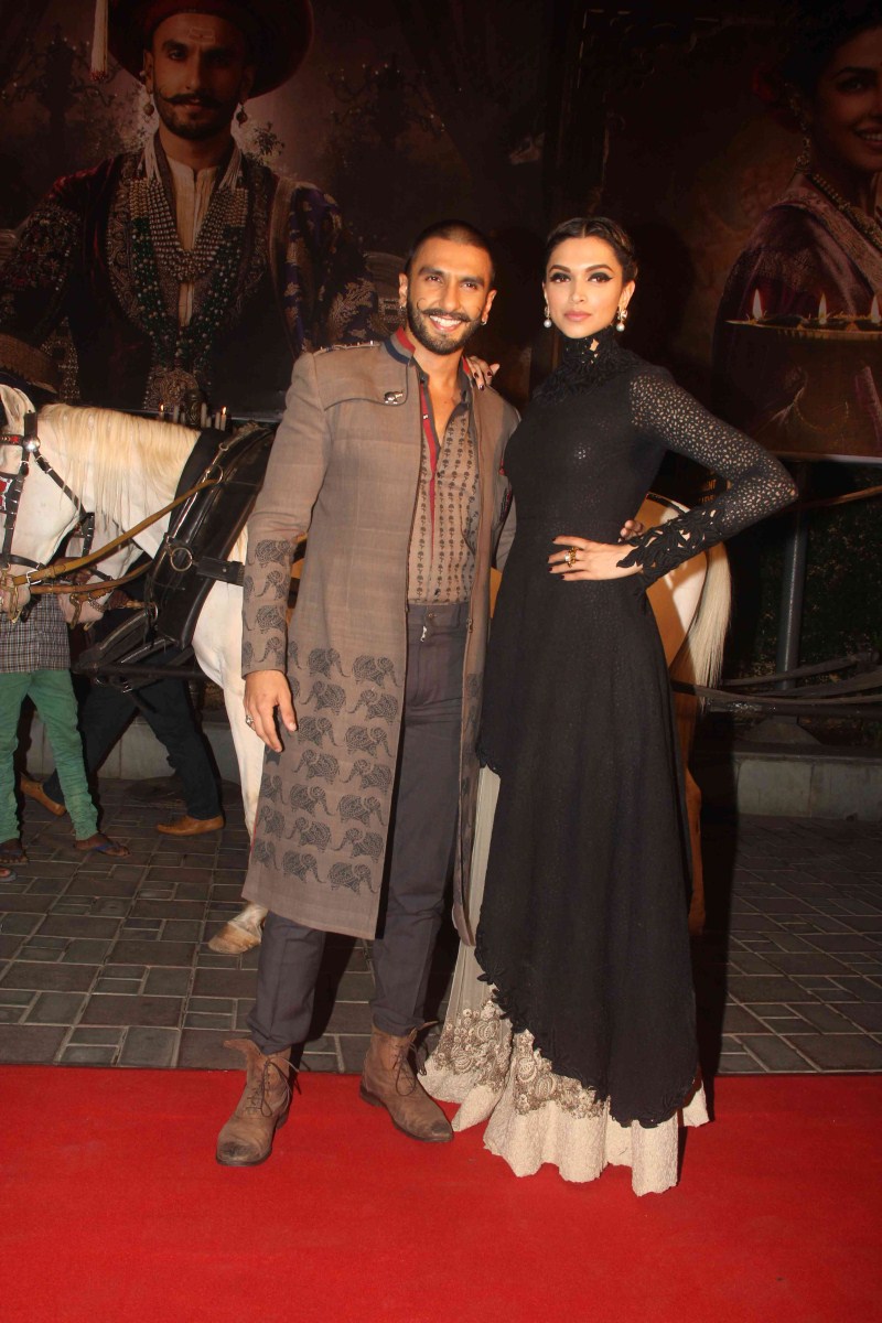 Bollywood actor Ranveer Singh and actress Deepika Padukone spotted at Bajirao Mastani Trailer launched on Friday (20 November). Bajirao Mastani,Bajirao Mastani trailer,Bajirao Mastani trailer launch,Ranveer Singh,Deepika Padukone,Ranveer Singh and Deepika Padukone,Bajirao Mastani Trailer Launch pics,Bajirao Mastani Trailer Launch images,Bajirao Mastani Trailer Launch photos,Bajira