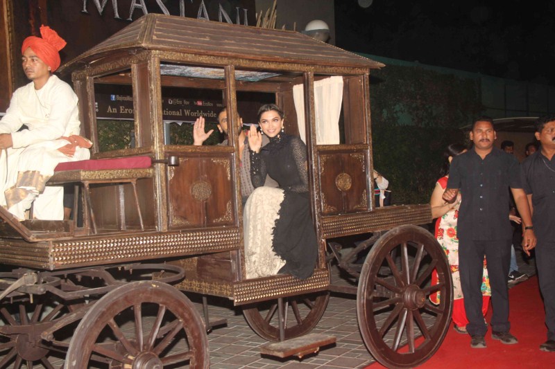 Bollywood actor Ranveer Singh and actress Deepika Padukone spotted at Bajirao Mastani Trailer launched on Friday (20 November). Bajirao Mastani,Bajirao Mastani trailer,Bajirao Mastani trailer launch,Ranveer Singh,Deepika Padukone,Ranveer Singh and Deepika Padukone,Bajirao Mastani Trailer Launch pics,Bajirao Mastani Trailer Launch images,Bajirao Mastani Trailer Launch photos,Bajira