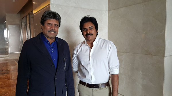 Power Star Pawan Kalyan meets Kapil Dev.