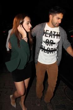 Bollywood actor Varun Dhawan spotted at Bandra with his Girlfriend Natasha Dalal outside a restaurant in Mumbai on Saturday 21 November.