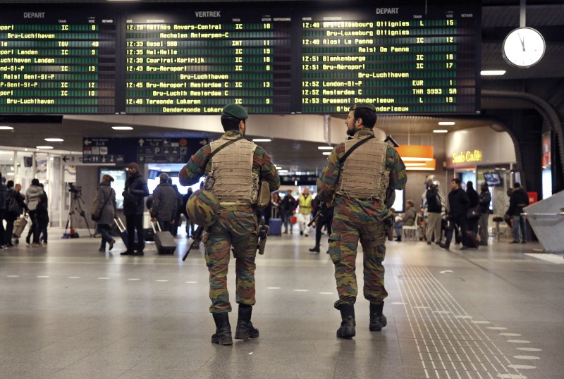 Brussels Terror Alert Soldiers Patrolled Streets Schools And Shops   Soldiers Patrolled Streets Brussels Third Day Security Lockdown Monday Tenth Day Manhunt 